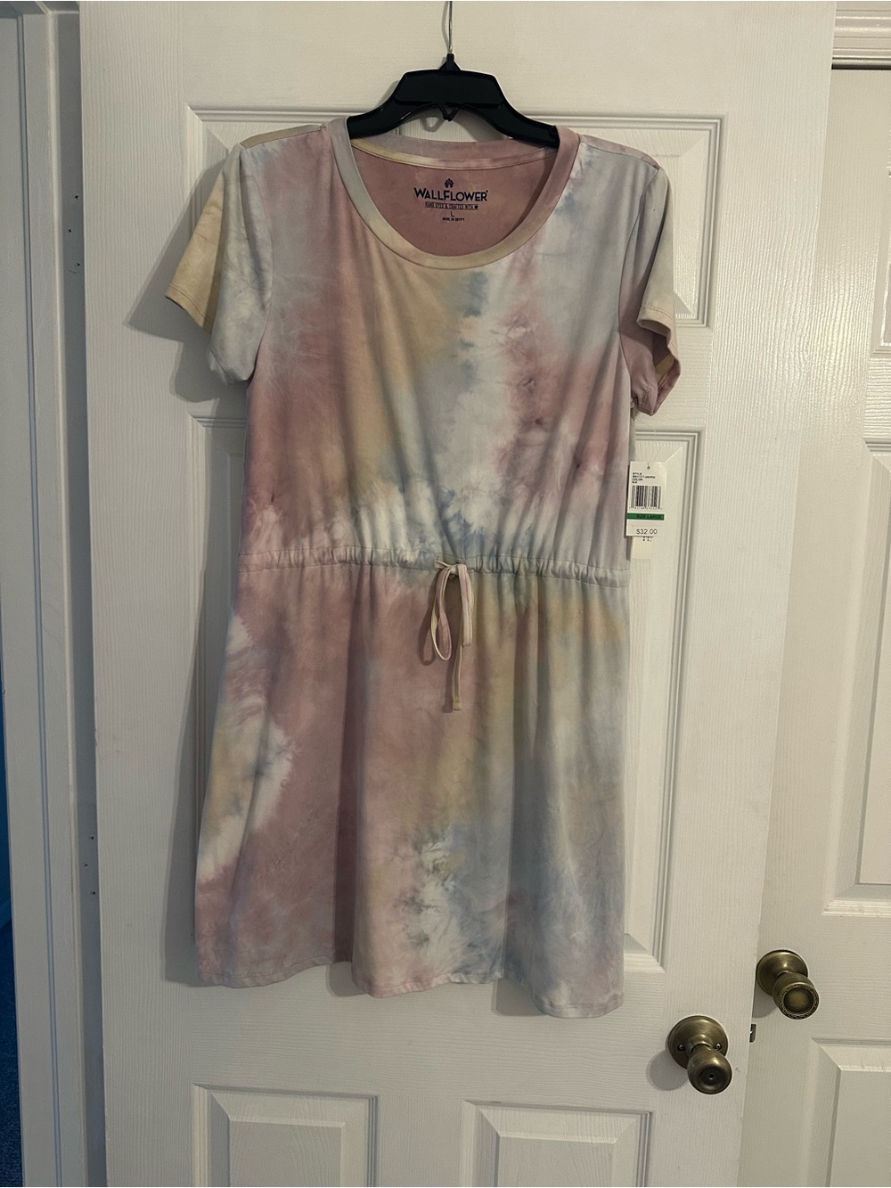 NWT Wallflower Pastel Tie-Dye Drawstring Waist Dress - Pink/Blue